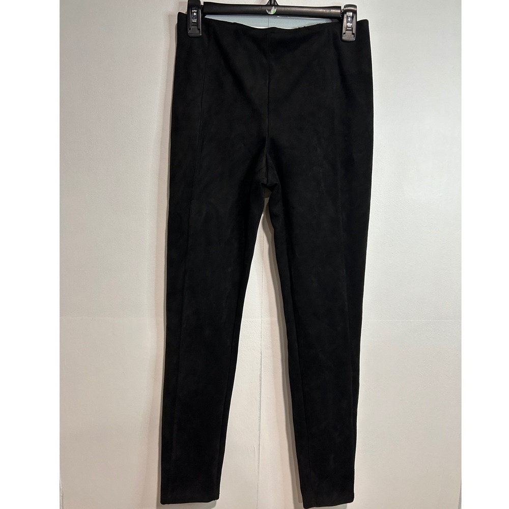 T Tahari Faux Suede Pull On Leggings Women Size Small Black Biker Moto Goth Edgy